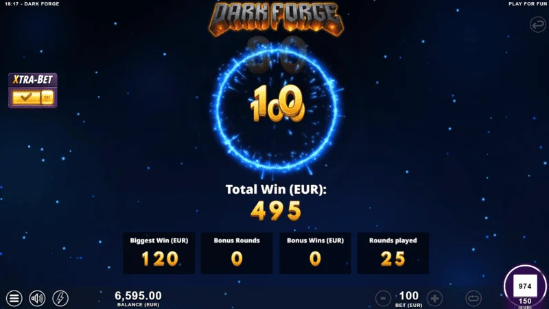 Dark Forge - modo de bônus Super Free Spins com paleta escura