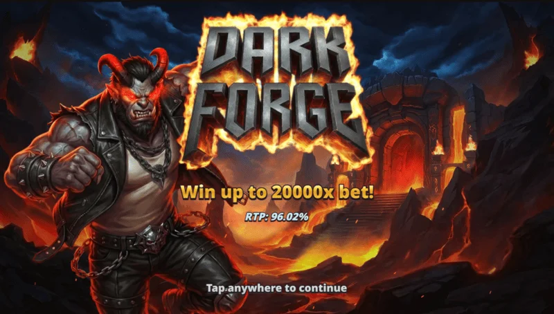 Dark Forge - menu inicial com tema de forja infernal